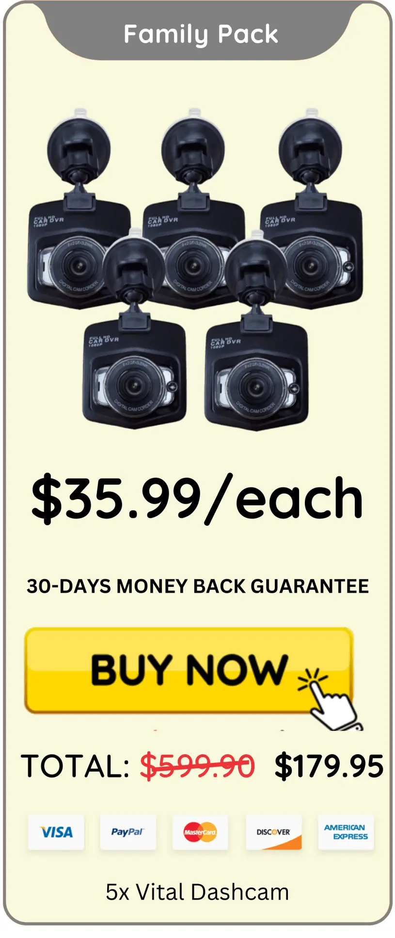 Vital Dashcam offer package price 