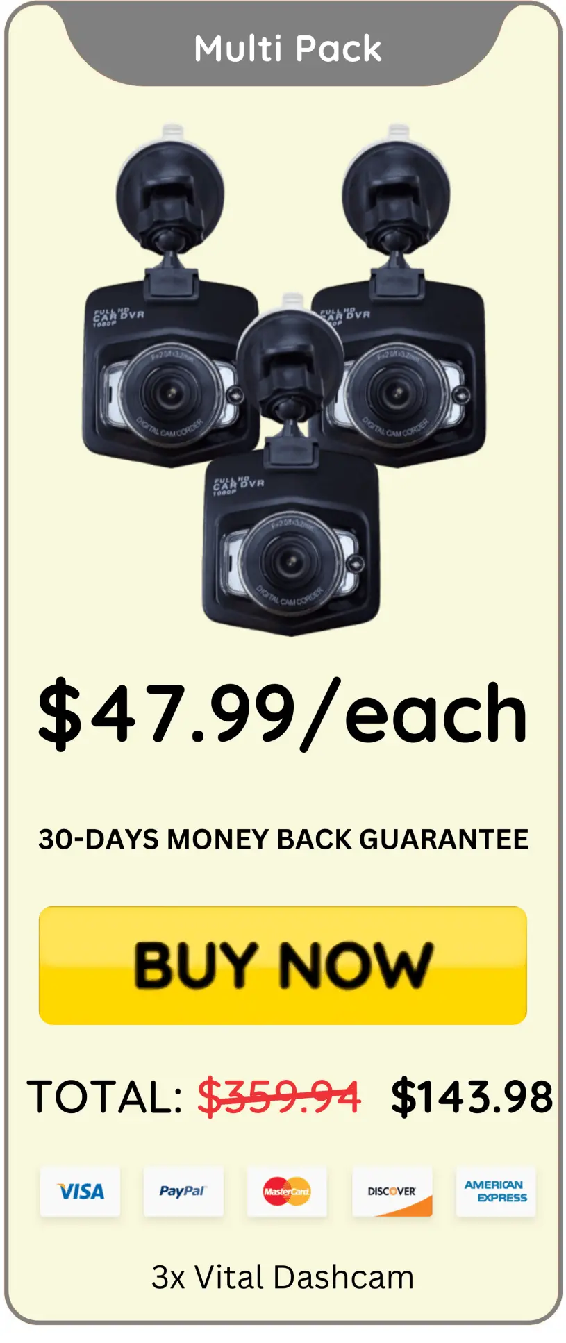 Vital Dashcam offer price 